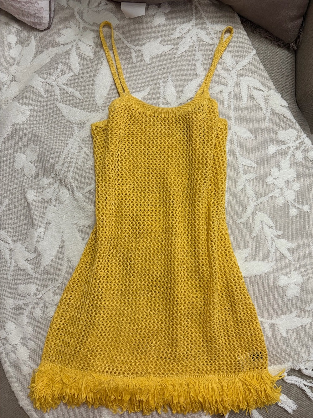 Mustard Crochet Beach Cover-Up Dress